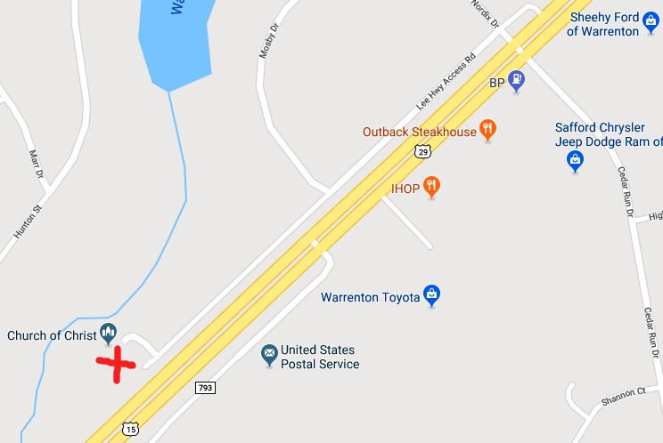 Map Map showing the area around the church hall.